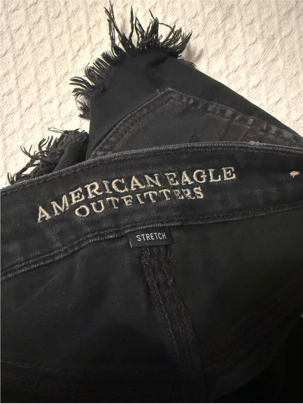 American Eagle Outfitters Black Distressed Denim Shorts